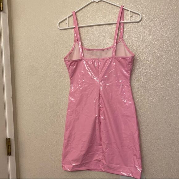 Barbie pink vinyl Superdown Kylee Mini Dress sexy club party festival cosplay S - Picture 3 of 11